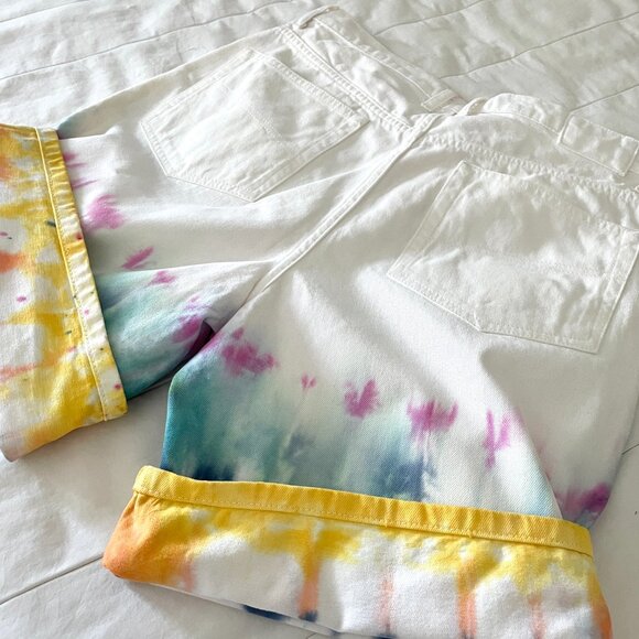 Custom Tie-Dye Free Speech Shorts – Size 8 – Upcycled Summer Denim - Picture 11 of 12